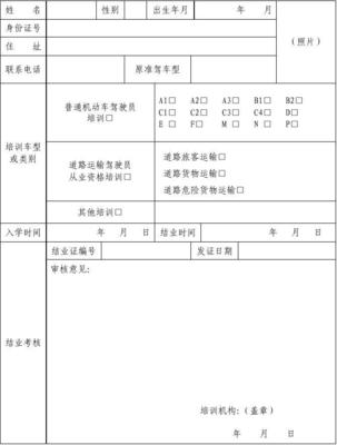 機(jī)動(dòng)車駕駛員培訓(xùn)學(xué)員登記表